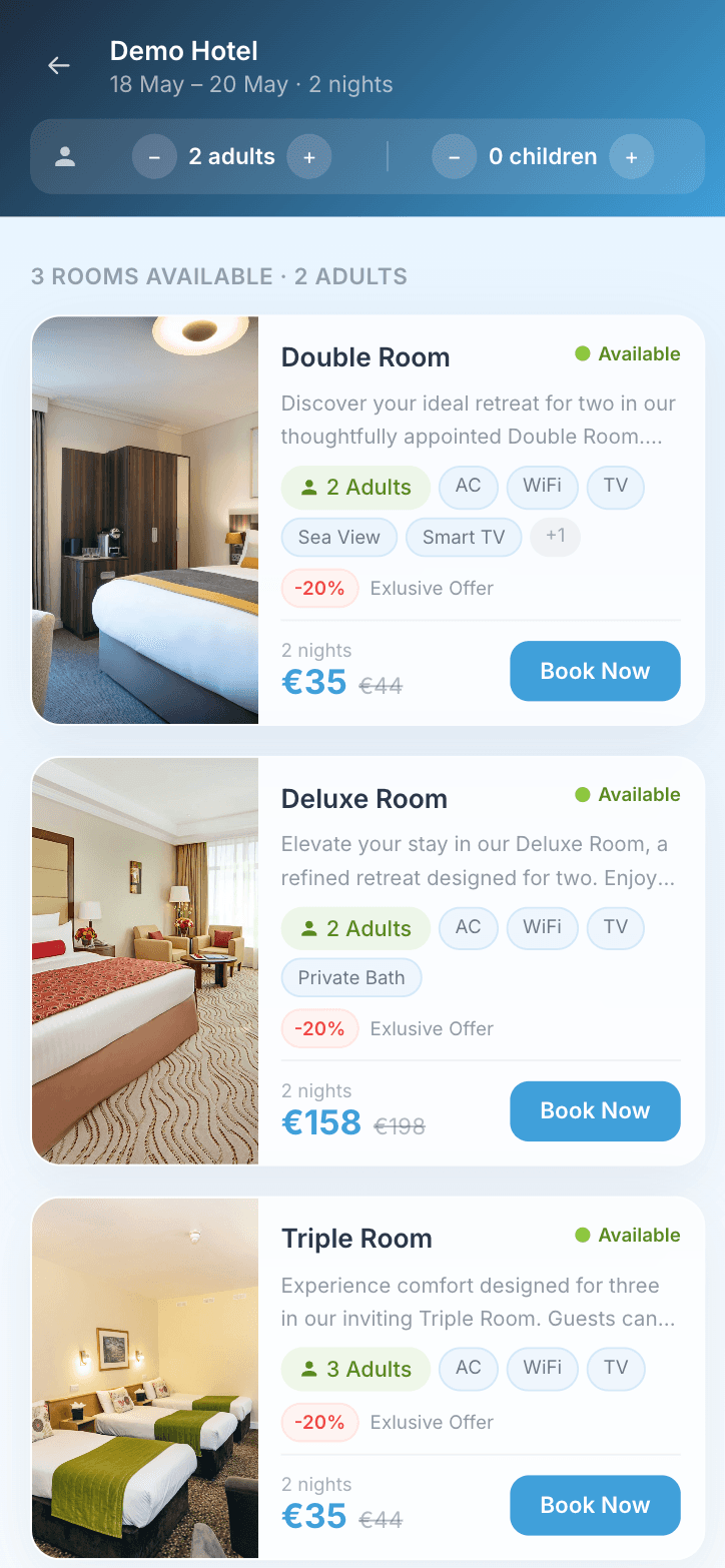 Booking Engine — konfirmimi